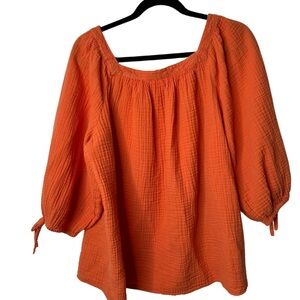 Women's Orange Peasant Top